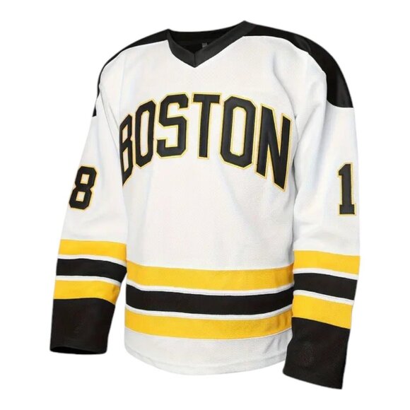 Happy Gilmore Movie Hockey Jersey #18 Boston Adam Sandler White Men's - Picture 8 of 9